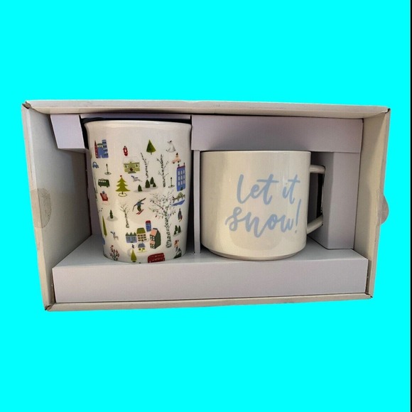 Opalhouse 2 Piece Porcelain City Scene & Let It Snow Classic Mug Box Set Unused - Picture 5 of 15
